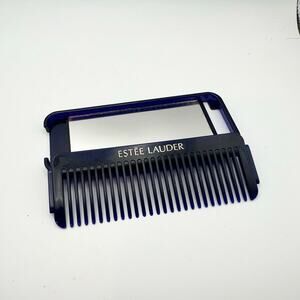 Estee Lauder Vintage Blue Acetate Detangling Mirror Comb Compact Set Travel Size